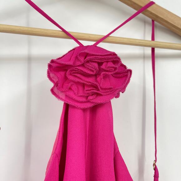 Lovers and Friends | Shelby Asymmetric Dress in Pink Handkerchief Hem Rosette S - Picture 6 of 16